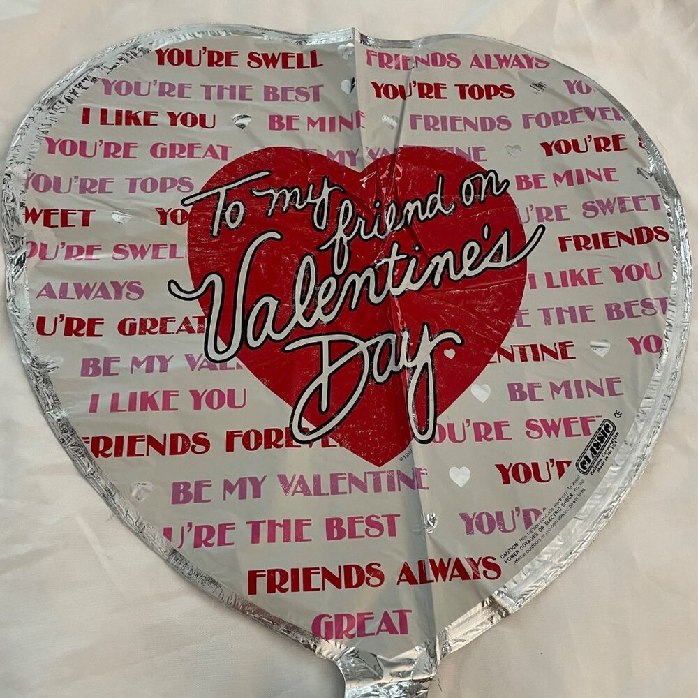 18 inch To my friend on Valentine’s Day 1990 mylar balloon by classic paint wear